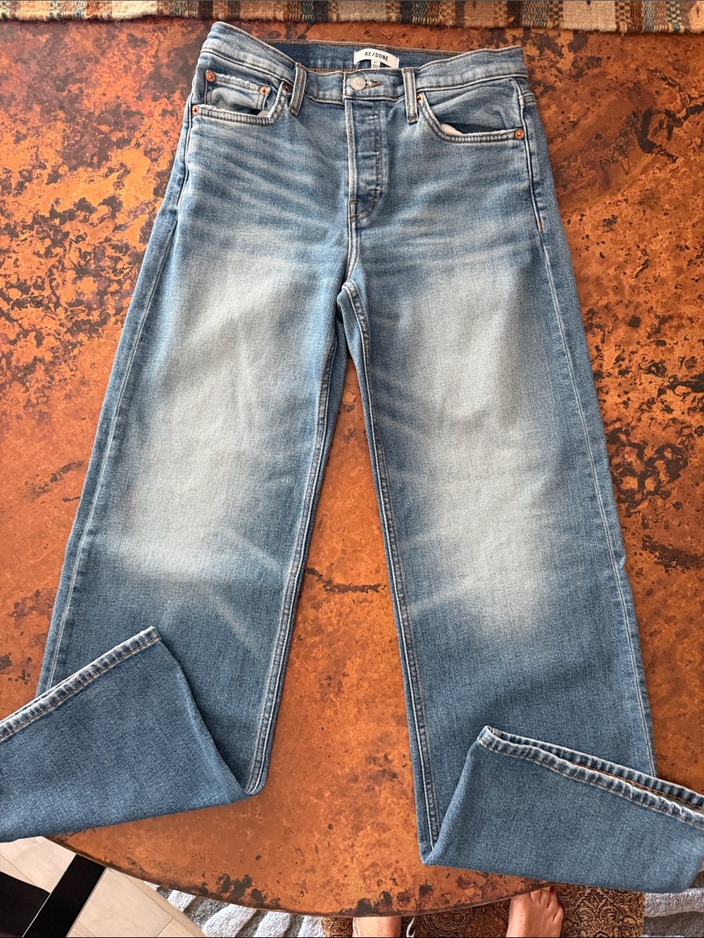Re/Done Women's Light Blue Relaxed Straight Jeans